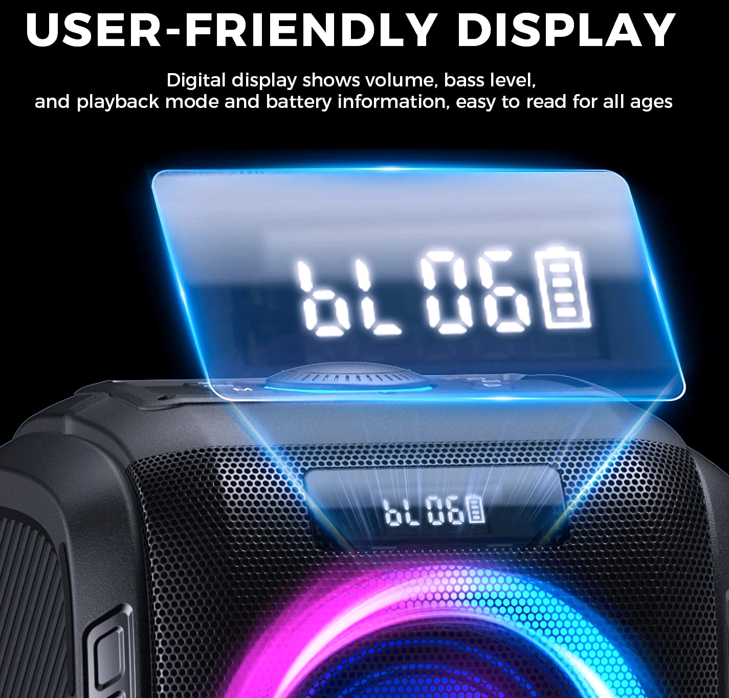 W-King 250W Peak Bluetooth Speaker with 120dB Bass — scale reference