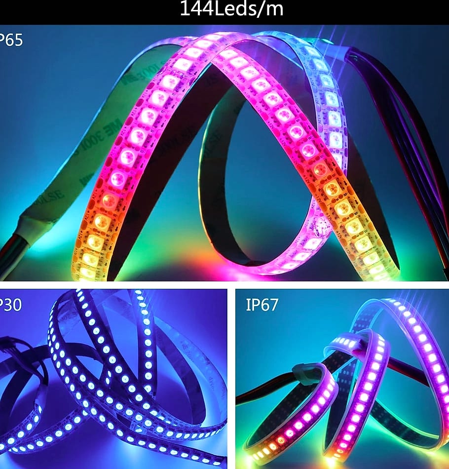 Xnbada WS2812B RGB LED Strip Lights Individually Addressable — side view