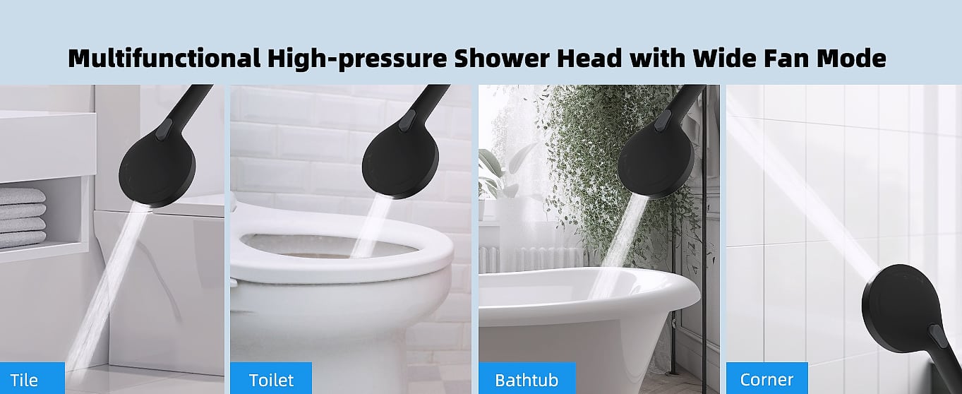 Hibbent 10 inch rainfall shower head combo with handheld — close-up details