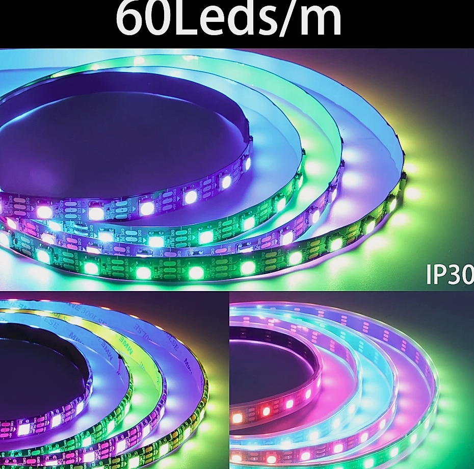 Xnbada WS2812B RGB LED Strip Lights Individually Addressable — package contents