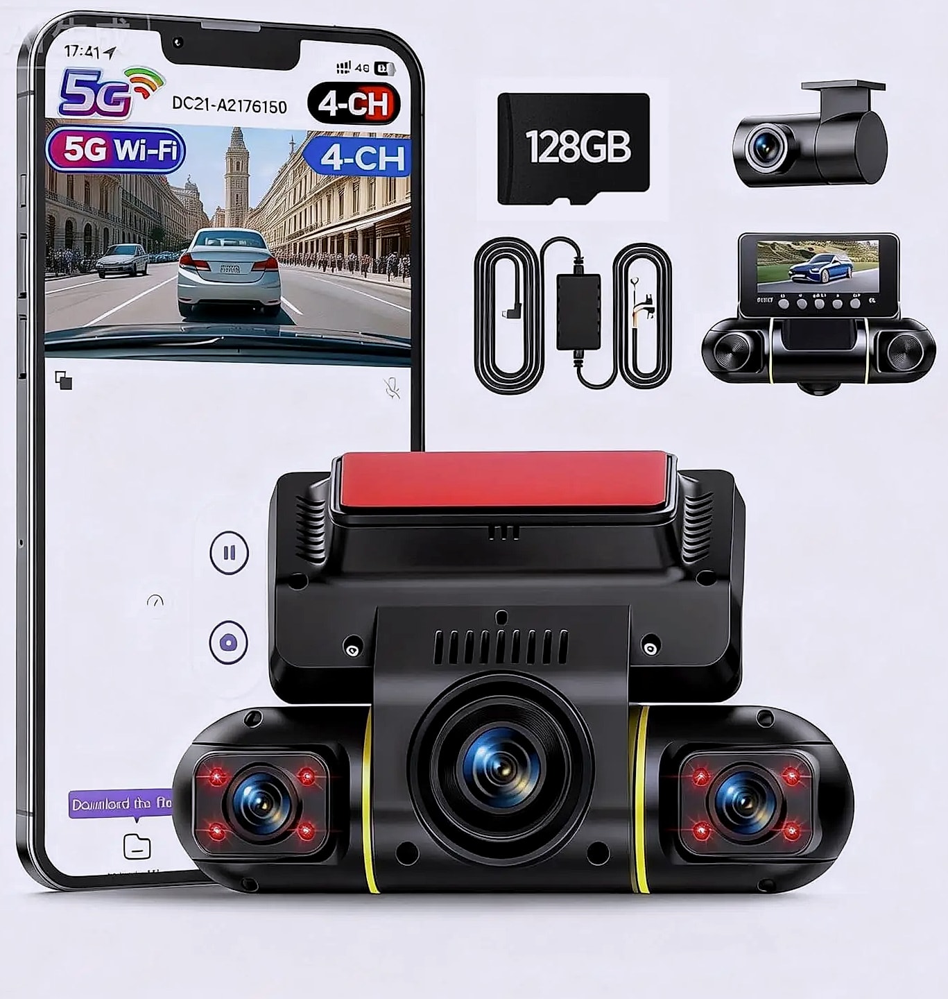 4 Channel Dash Cam System 360 Degree View with WiFi — package contents