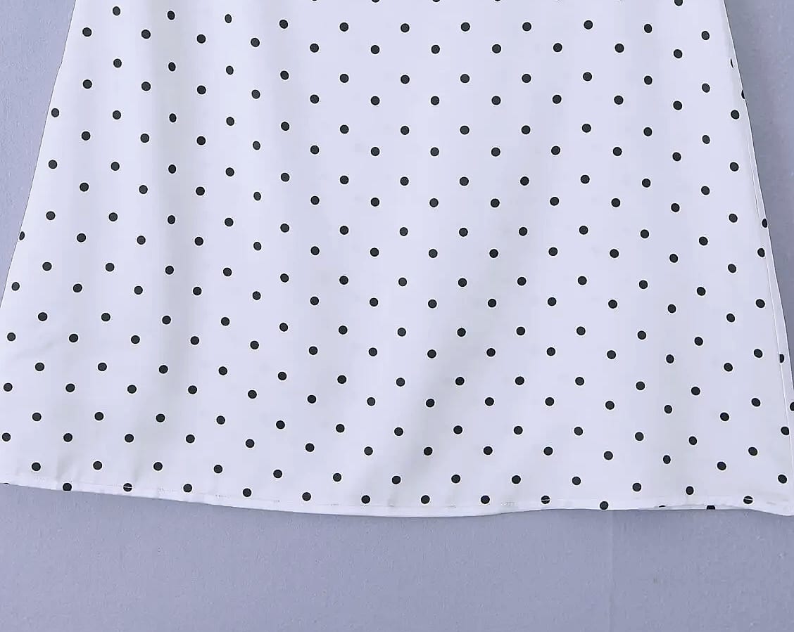 YENKYE Women Vintage Polka Dot A-Line Knee Skirt — side view