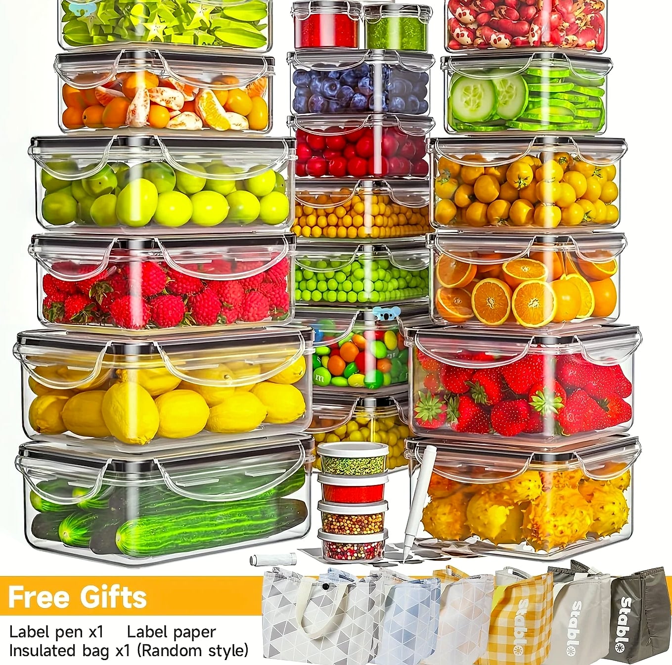 48-Piece BPA-Free Food Storage Container Set with Airtight — assembled view