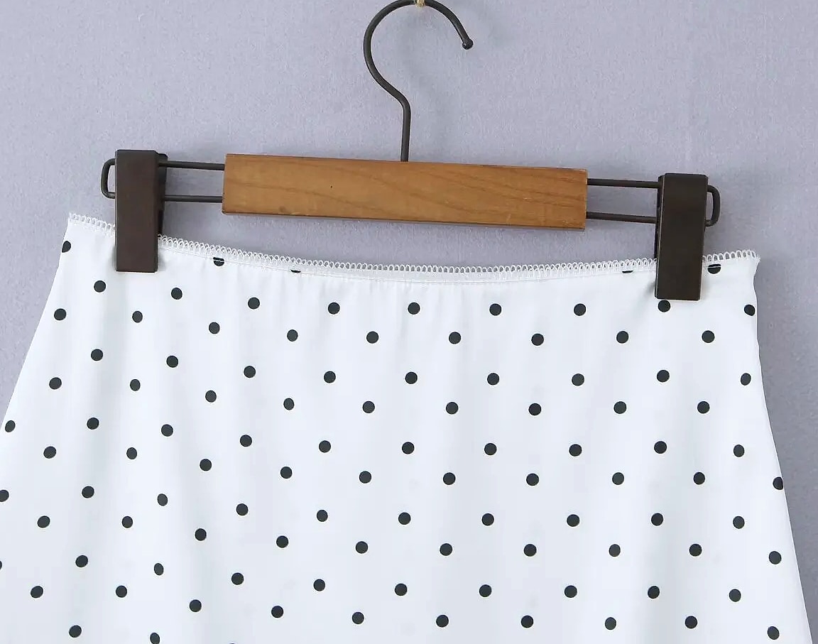 YENKYE Women Vintage Polka Dot A-Line Knee Skirt — assembled view