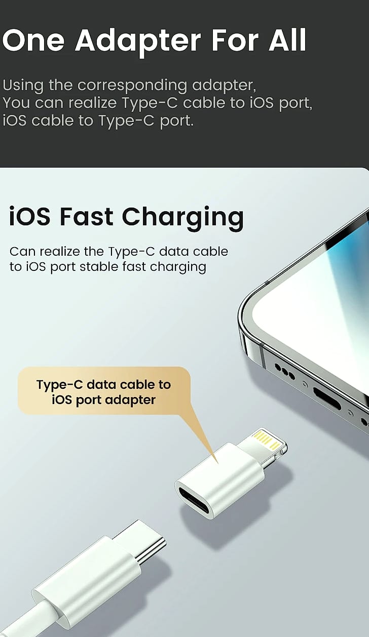 Olaf USB-C to Lightning Adapter for iPhone Fast Charging — close-up details