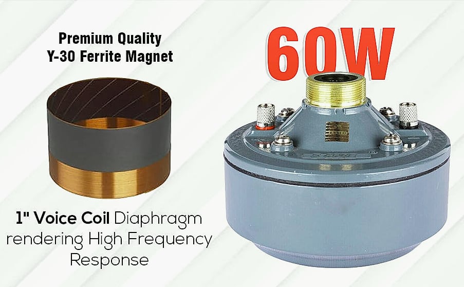 5 Core 2 Inch Compression Driver Horn Tweeter 600W — assembled view