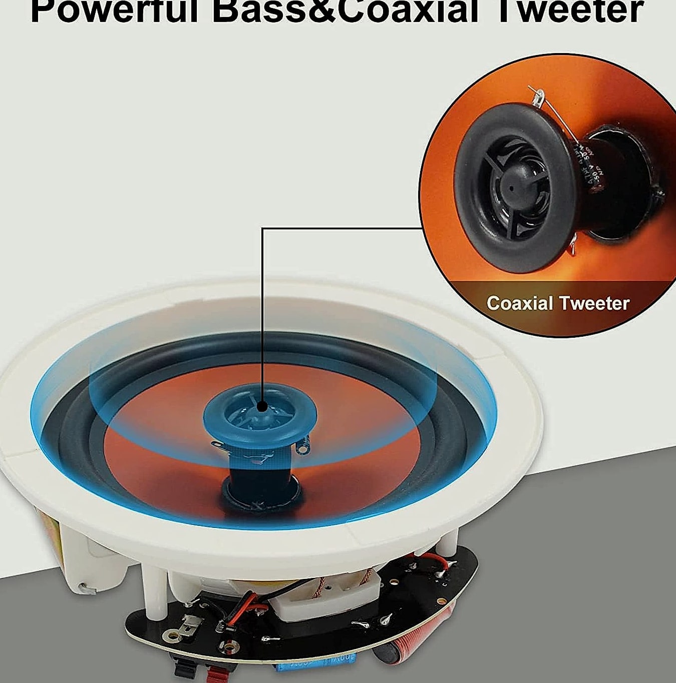 Herdio 628BT 6.5" Bluetooth ceiling speaker system 600W — assembled view