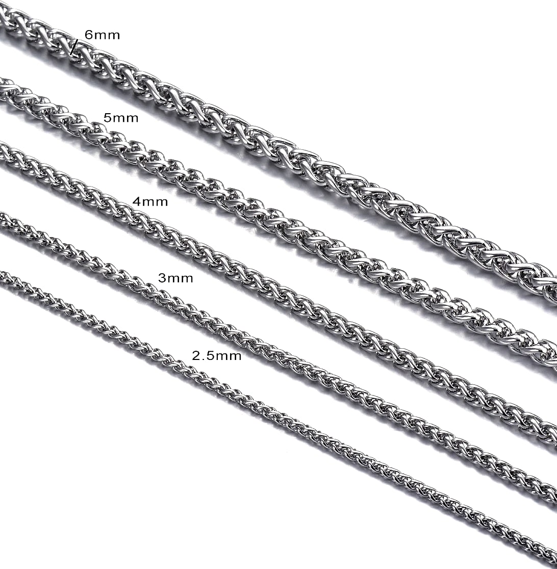 SalaWendy Braided Wheat Chain Necklace Stainless Steel — feature highlights