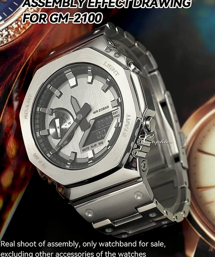 Caphter GM-2100 Metal Watchband Stainless Steel Bracelet — size comparison