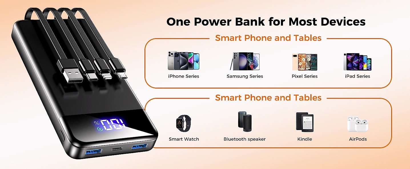 SABANI 35000mAh Power Bank with 4 Built-in Cables — build progress