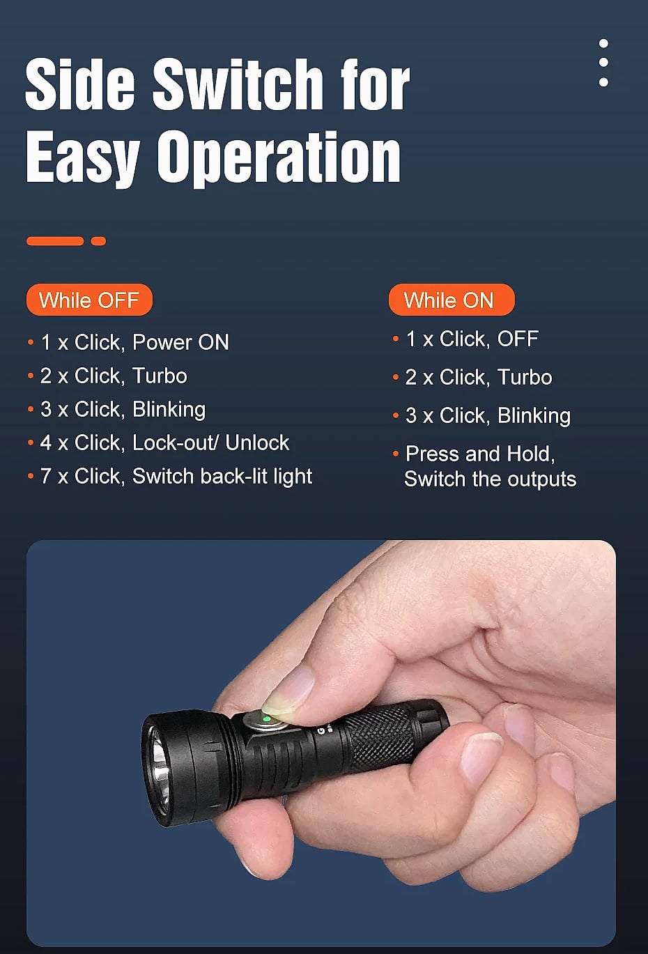 Lumintop GT Nano LED Flashlight 450m Compact Camping Light — side view