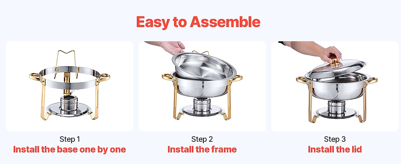 SucceBuy 4-Pack Chafing Dish Buffet Set Stainless Steel — build progress