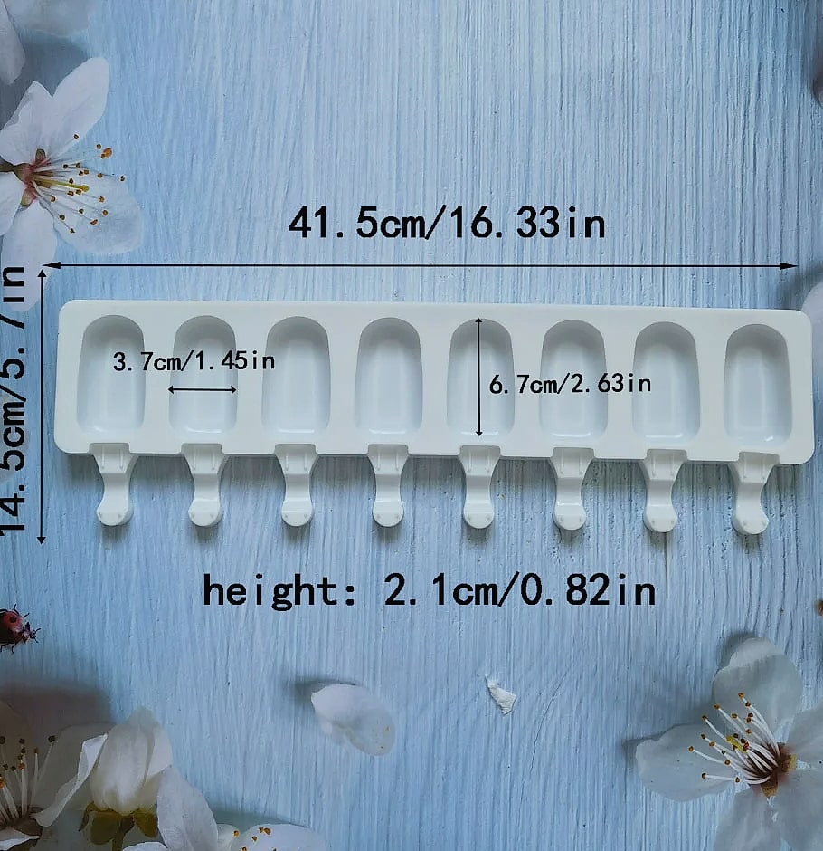 8-Hole Silicone Popsicle Mold for Homemade Ice Cream and — scale reference