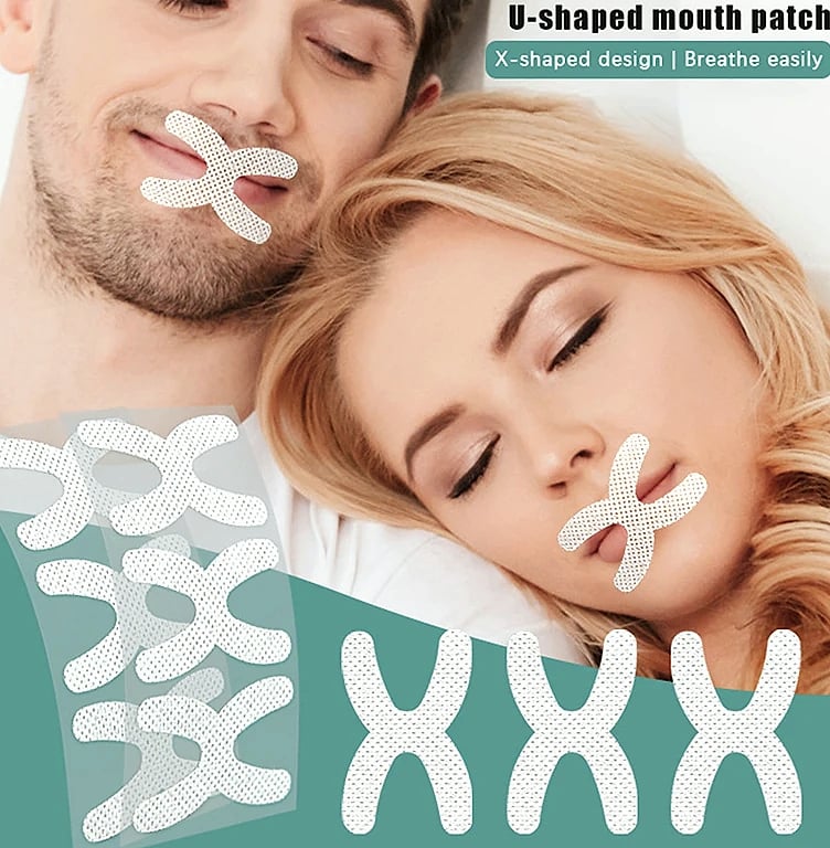 30-Pack X-Shape Mouth Tape Sleep Strips Anti-Snoring — package contents