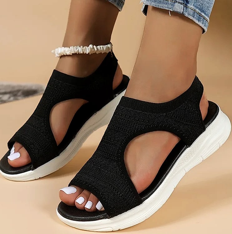 NAZSQ Women's Mesh Knitted Beach Sandals Wedge Roman Style — size comparison