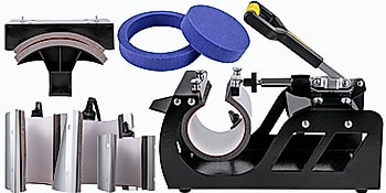 SucceBuy 30x38cm 8-in-1 Heat Press Machine with 360 Rotation — package contents