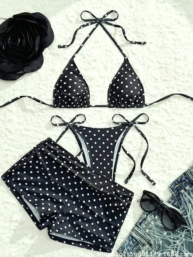 CeCheetah Dot Sexy 3-Piece Bikini Set Women's Swimwear — scale reference