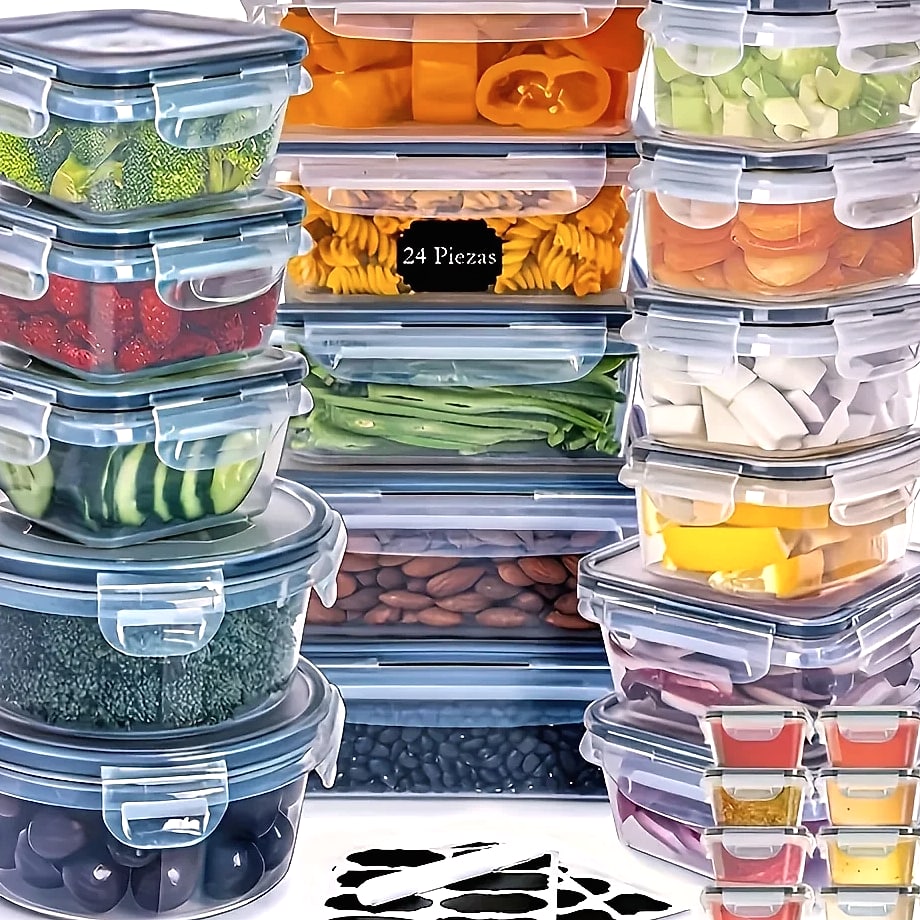 48-Piece BPA-Free Food Storage Container Set with Airtight — scale reference