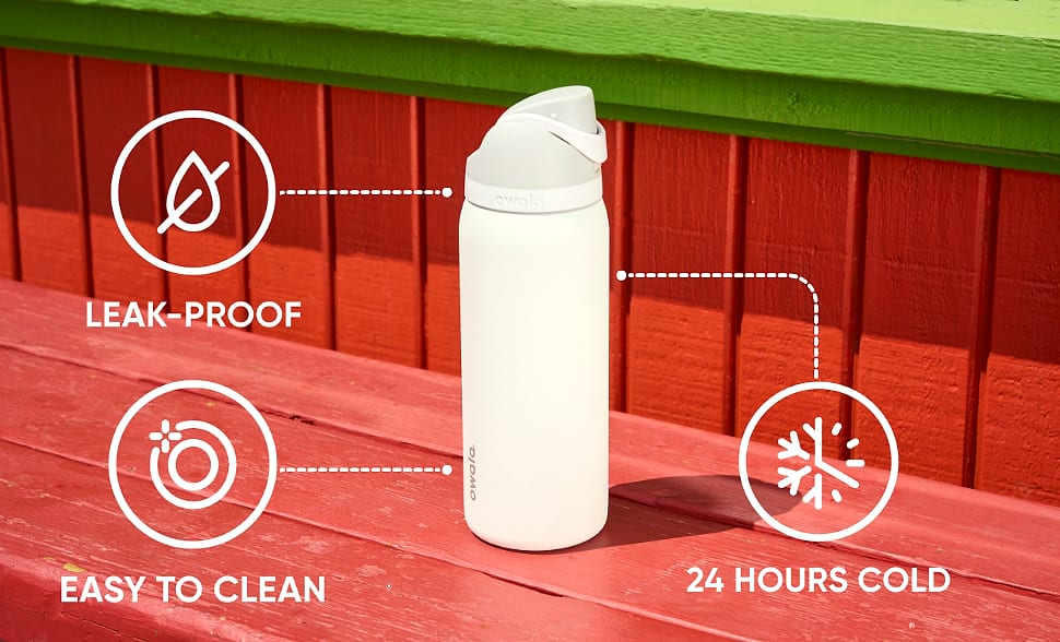 Owala FreeSip 24 Oz Insulated Stainless Steel Water Bottle — assembled view