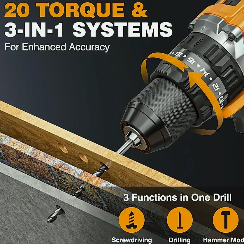 Kankeirr 20V Cordless Hammer Drill Brushless Motor 620 — close-up details