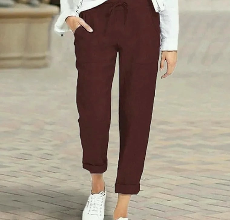 XPQBB Casual Cotton Linen Women's Harem Pants High Waist — close-up details