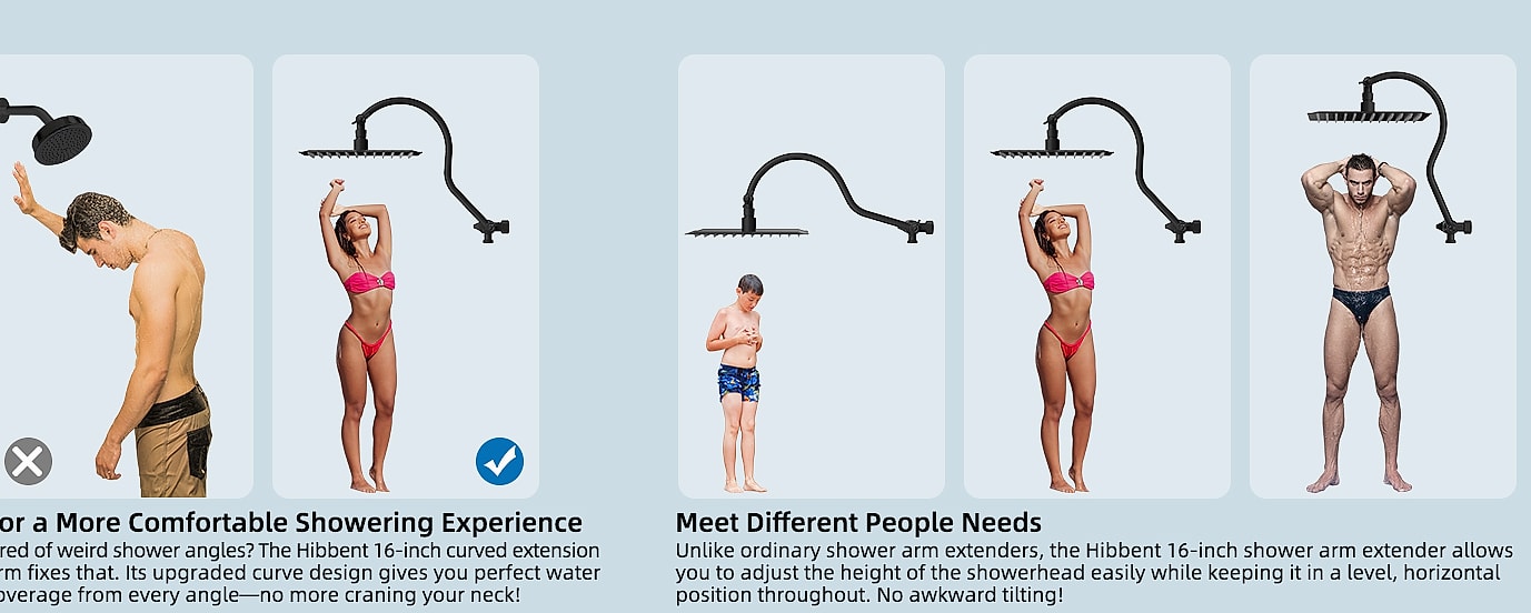 Hibbent 10 inch rainfall shower head combo with handheld — size comparison