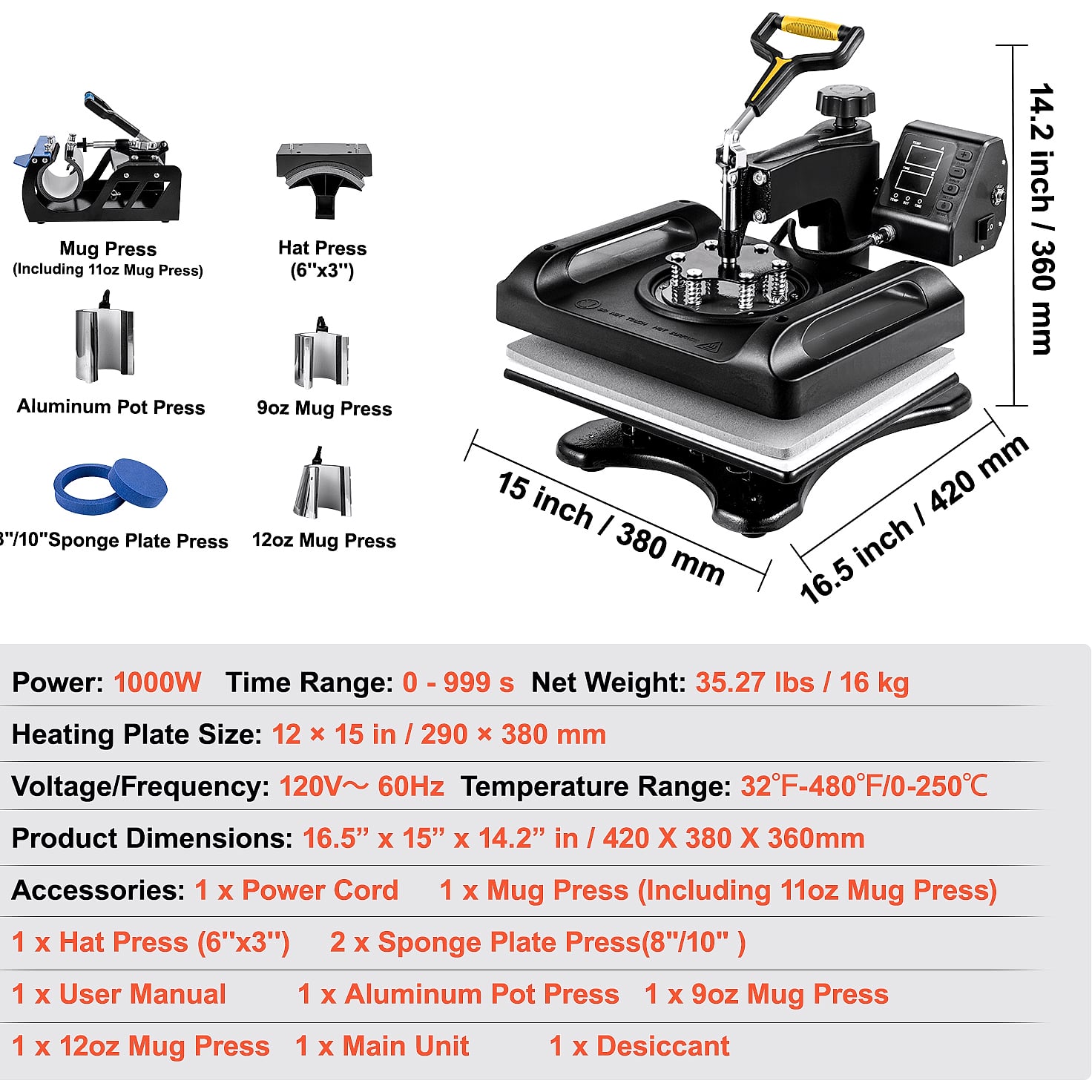 SucceBuy 30x38cm 8-in-1 Heat Press Machine with 360 Rotation — interior detail