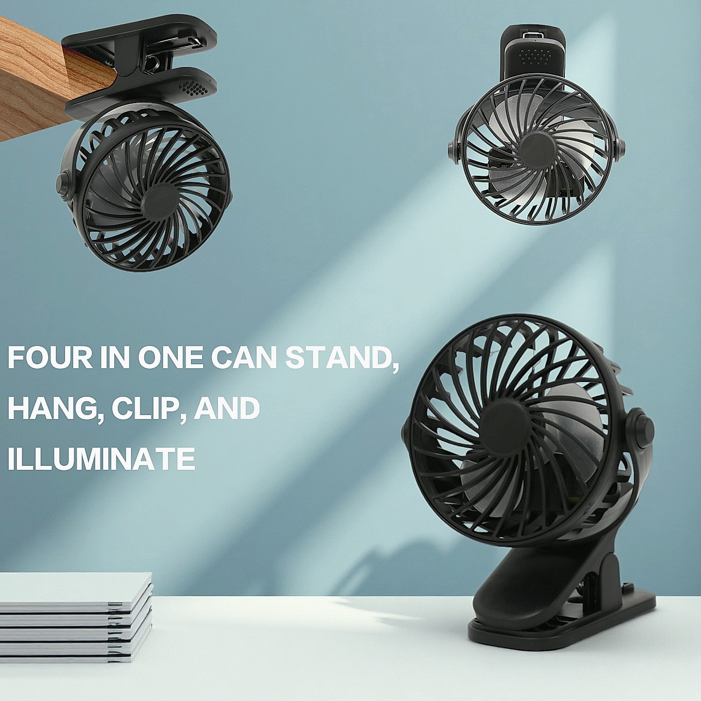 Oeny Mini Clip Fan USB Rechargeable Portable Cooling — parts overview