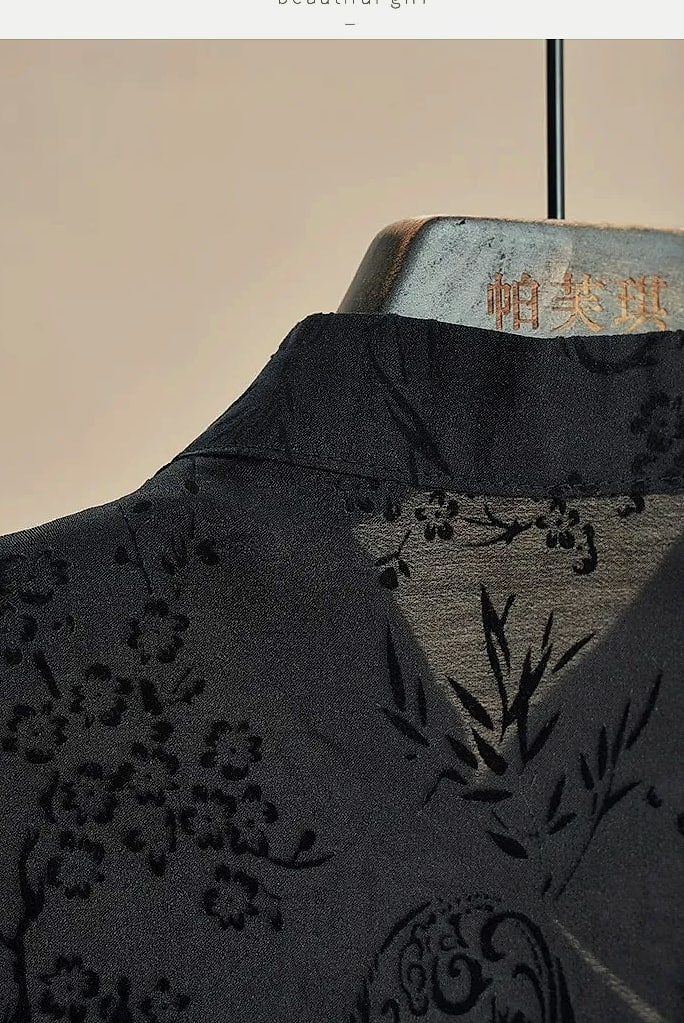 Retro Cheongsam Short Sleeve Top Black Jacquard Women's — package contents