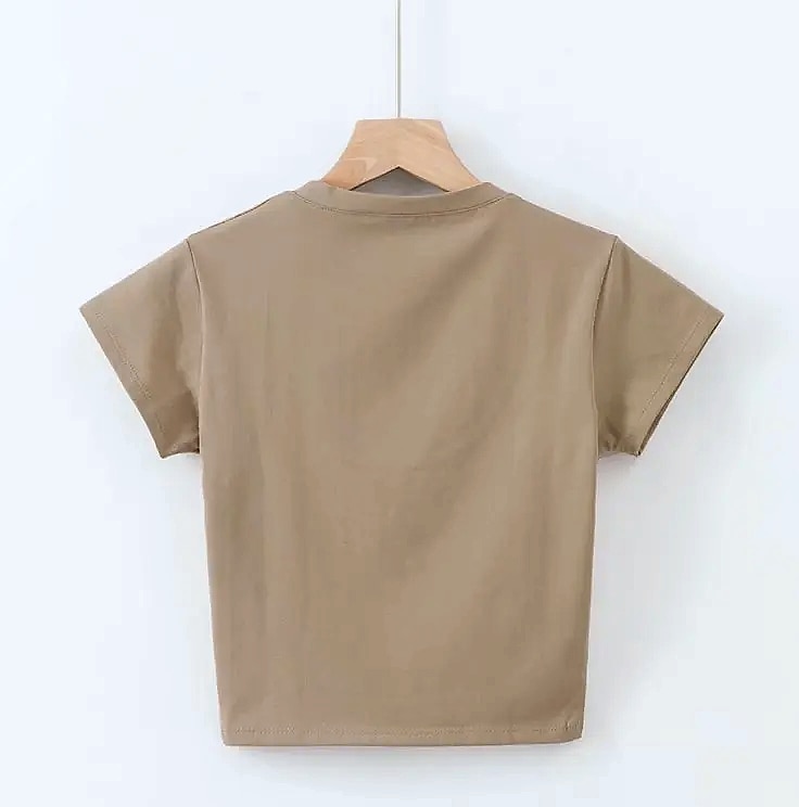 Dozw U-Neck Crop Top High Waist Women's Casual T-Shirt — build progress