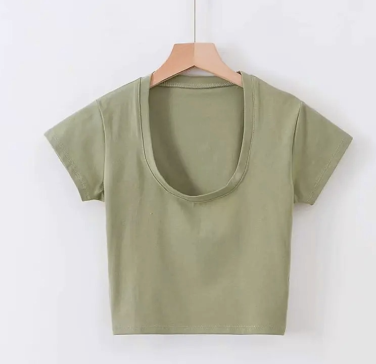 Dozw U-Neck Crop Top High Waist Women's Casual T-Shirt — package contents
