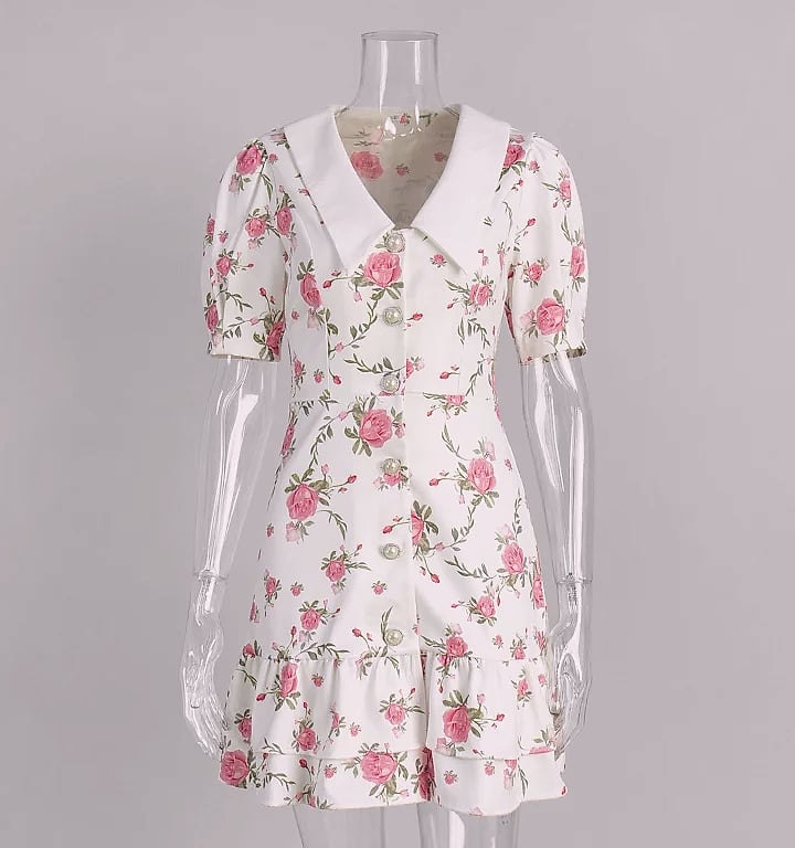 btuce Floral Printed A-line Dress with Puff Sleeves — scale reference