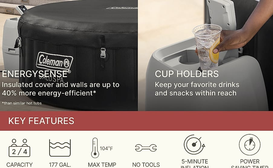 Coleman Miami 2-4 Person Inflatable Hot Tub with 120 AirJets — close-up details