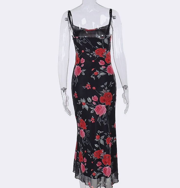 MsChuh Floral Spaghetti Strap Bodycon Maxi Dress — build progress