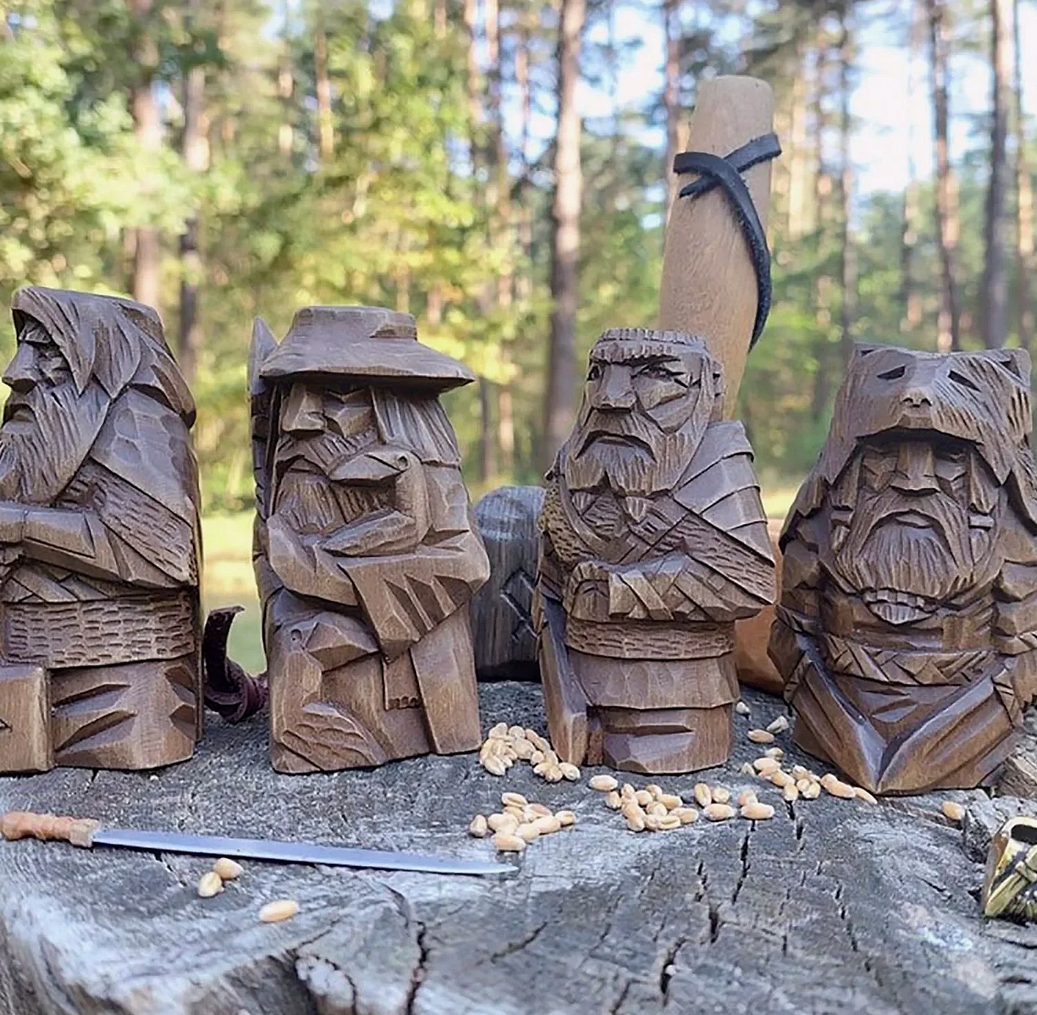 Norse Odin Viking Resin Statue with Spear Garden Ornament — assembled view