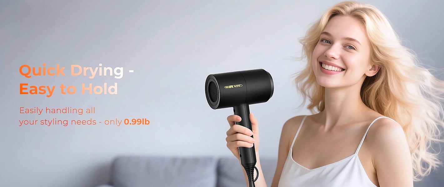 SHRATE Ionic Hair Dryer with Diffuser, 1800W Professional — assembled view