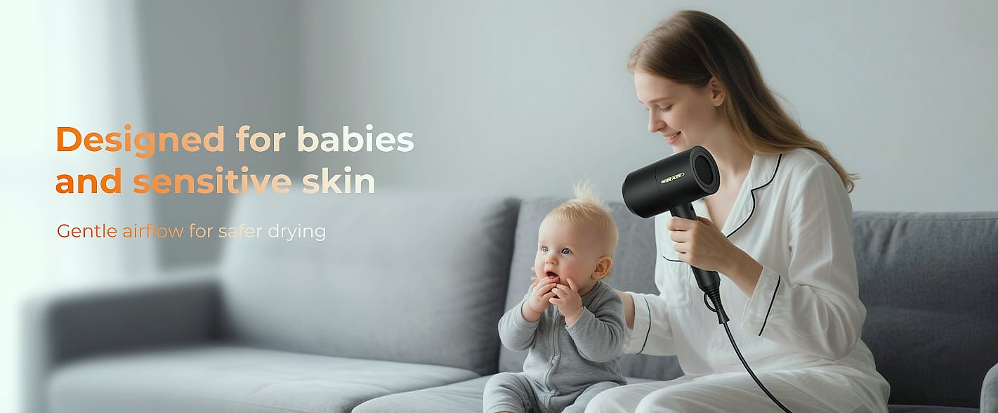 SHRATE Ionic Hair Dryer with Diffuser, 1800W Professional — close-up details