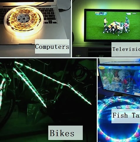 WIXOLighting 5M USB LED Strip Light 5V 3528 SMD — parts overview