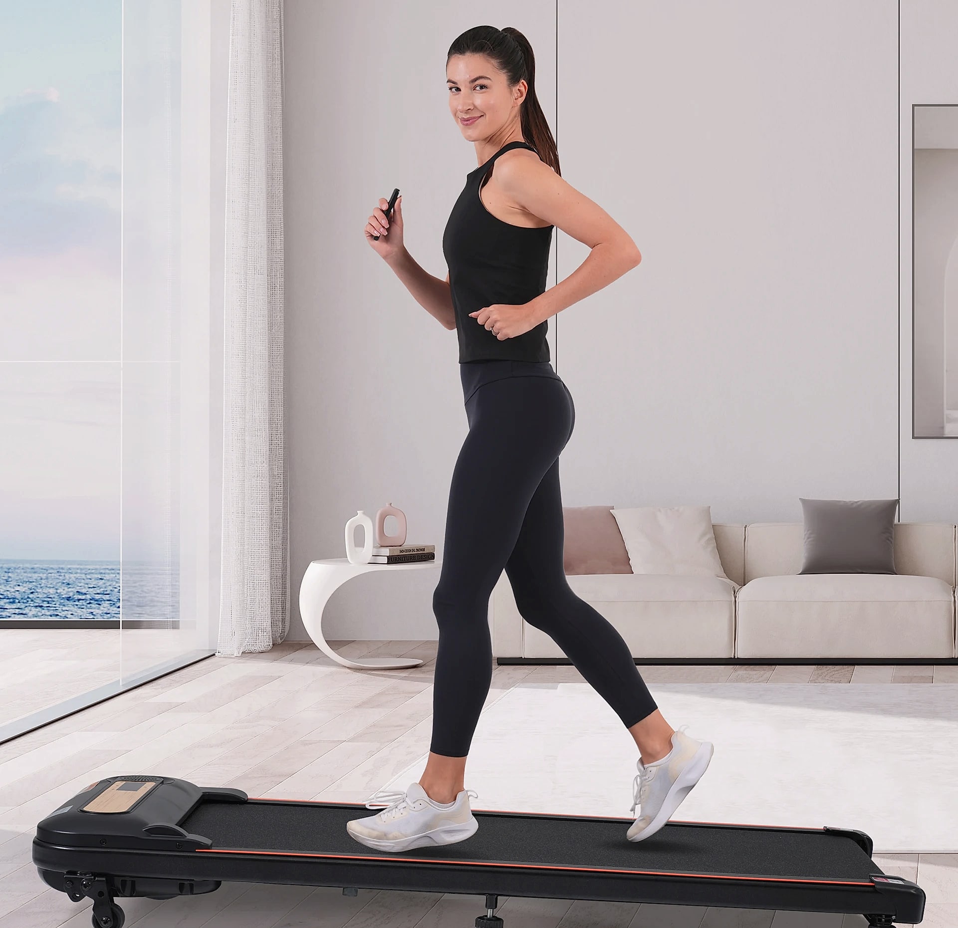 WalkingPad Treadmill with Incline, 2.5HP Motor, 300lb — assembled view