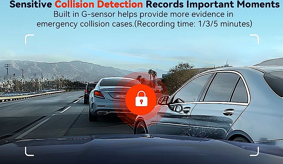 Redtiger A4 4K Dash Cam with GPS, WiFi, and Rear Camera — parts overview