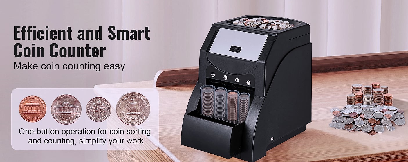 SucceBuy Automatic Coin Sorter Counter, 230-300/Min, LED — parts overview