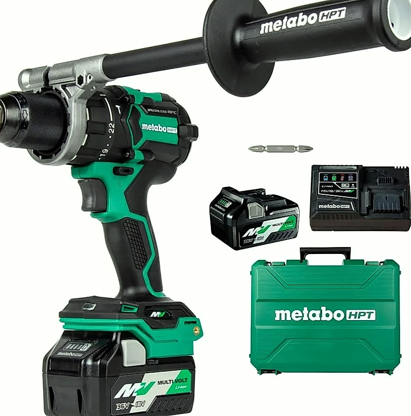 Kankeirr Metabo HPT 36V Brushless Hammer Drill Kit — package contents