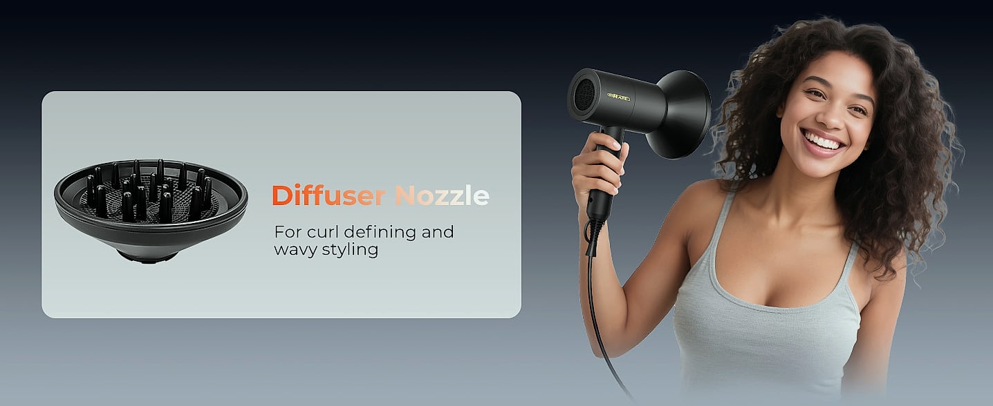 SHRATE Ionic Hair Dryer with Diffuser, 1800W Professional — interior detail