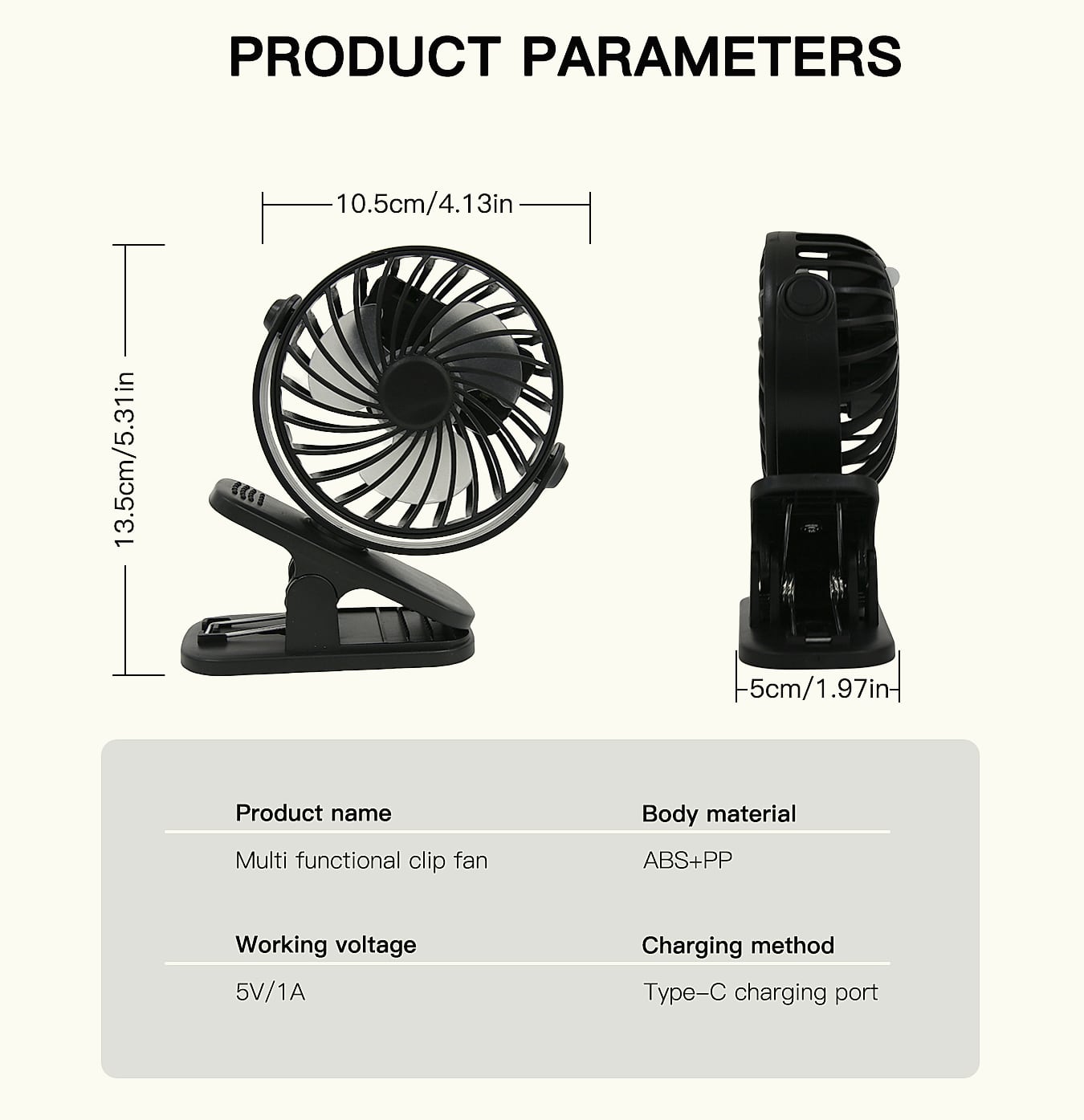 Oeny Mini Clip Fan USB Rechargeable Portable Cooling — package contents