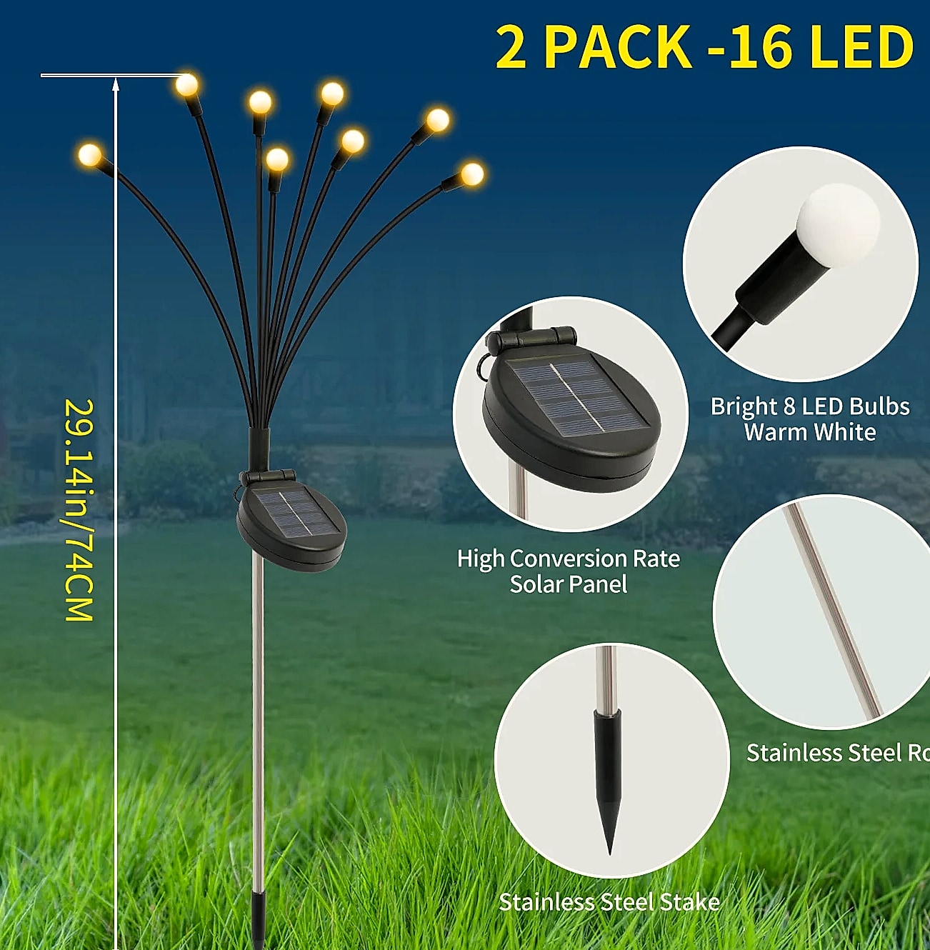 8-Head Solar Firefly Stake Lights, Outdoor Garden Decoration — build progress