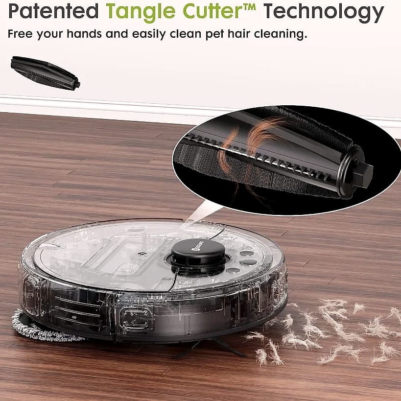 SHXI Robot Vacuum and Mop V5 with Tangle Cutter for Pet Hair — close-up details