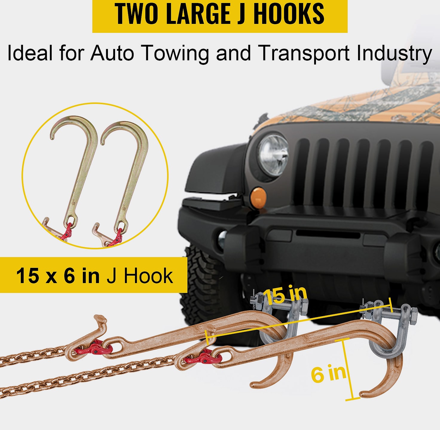 SucceBuy G80 V Bridle Chain 5/16" x 2' Towing Chain with — side view