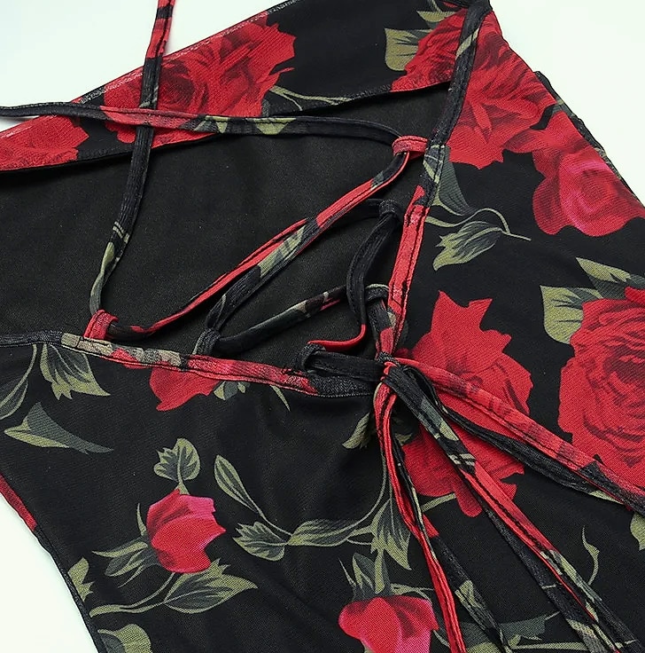 MsChuh Floral Spaghetti Strap Bodycon Maxi Dress — package contents
