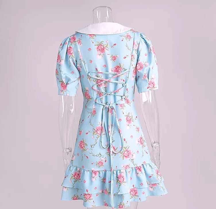 btuce Floral Printed A-line Dress with Puff Sleeves — build progress