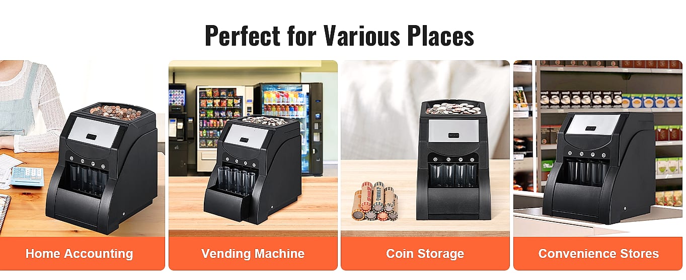 SucceBuy Automatic Coin Sorter Counter, 230-300/Min, LED — package contents